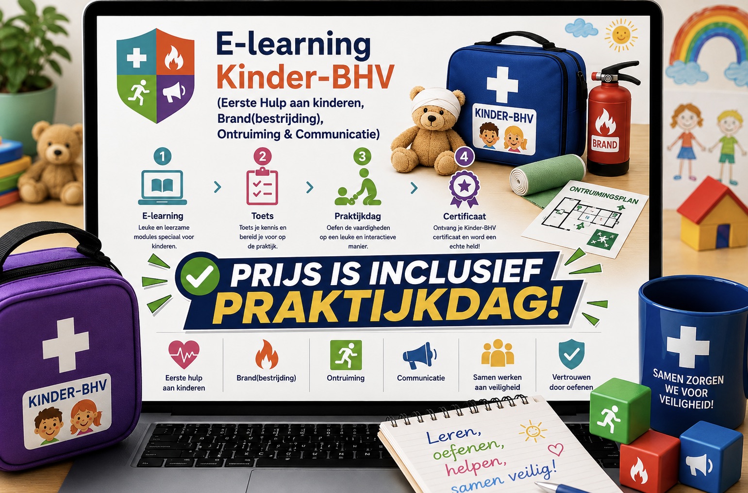 10. E-learning Kinder BHV (Eerste Hulp, Brand(bestrijding), Ontruiming & Communicatie)